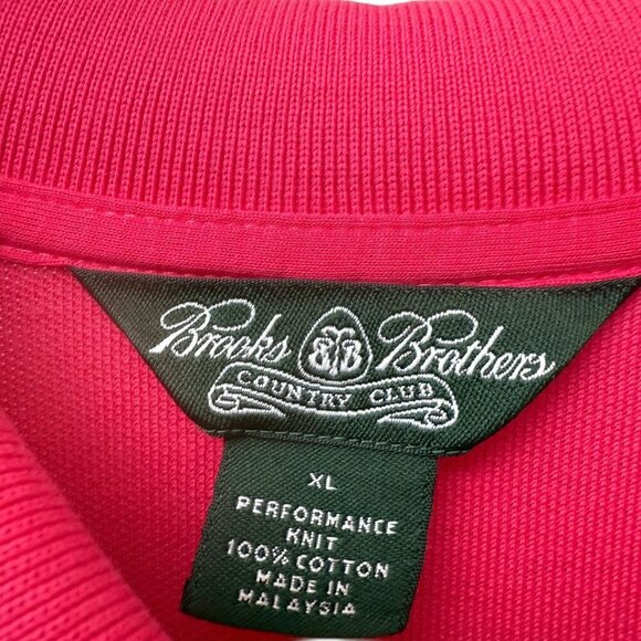 Brooks Brothers Mens Polo Shirt XL Pink Stripe Performance Knit Cotton Golf Prep - Picture 4 of 13